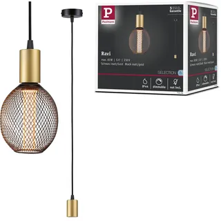Paulmann Pendelleuchte Ravi IP44 E27 Schwarz (matt), Gold