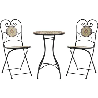 vidaXL Mosaik-Bistro-Set Terrakottarot und Weiß Eisen und Keramik - Orange