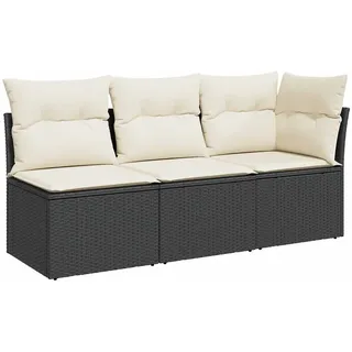 vidaXL Gartensofa 3-Sitzer Loungesofa schwarz