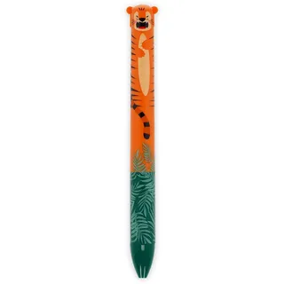 Legami - Zweifarbig, Tiger Motiv, blaue und orange Tinte, Click&Clack Stift, Ideal für Schule Büro Zuhause, Zweifarbig, 1 mm Spitzendurchmesser