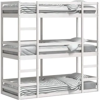 vidaXL Dreifach-Etagenbett Weiß 90x200 cm Massivholz Kiefer - Weiß