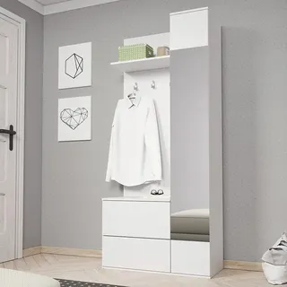 GRIM Flurwand mit Spiegel – weiß - Weiß