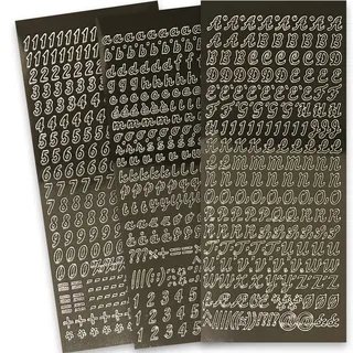 WIKAKERZEN Sticker Buchstaben-Set Groß- und Kleinbuchstaben mit Zahlen zum Beschriften von glatten Flächen wie Kerzen zur Taufe Kommunion oder Hochzeit (Schwarz, Schriftart Schräg)