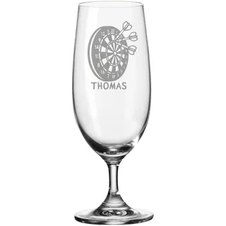 GRAVURZEILE Leonardo Bierglas mit Gravur - Darts - Personalisiert mit Namen - Biertulpe als Geschenk - Geschenkidee für Männer - Geschenke für Papa zum Vatertag - 280 ml