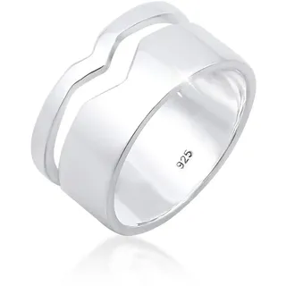 Elli Ring Damen Bandring Geo Cut-Out Basic Trend in 925 Sterling Silber