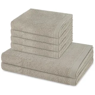 Möve Bliss 6-teiliges Handtuch-Set – 4 Handtücher & 2 Duschtücher – Extra weich, hautfreundlich aus 100% Baumwolle mit Perlstruktur und Massageeffekt – Kordelaufhänger – pflegeleicht (Silver Grey)