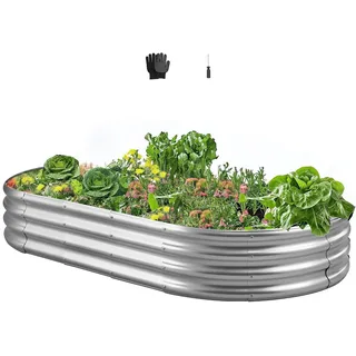 VEVOR Hochbeet Metall 1800x900x290 mm, Pflanzbeet, Gemüsebeet, Pflanzkasten mit offenem Boden & abgerundeten Kanten, Blumenbeet, Kräuterbeet, ideal für Gemüse, Blumen, Kräuter & Sukkulenten, Oval