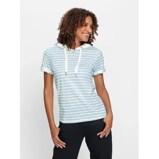 Casual Looks Kapuzen-Shirt Hoodie Gestreift Blau 42