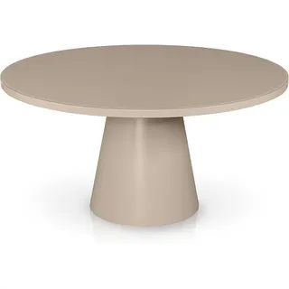 Esstisch Rund 150 cm Durchmesser, Cashmere mit Glasplatte, Platz für 6 Personen, bis 100 kg belastbar - Minimalistisches Design, konisches Tischgestell, modern & pflegeleicht - Beige