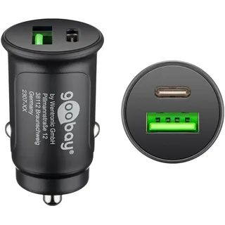 goobay Dual-USB KFZ-Schnellladegerät USB-C PD 27 W 12-24 V Schwarz