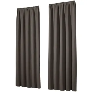 heimtexland Vorhang Blickdicht Thermovorhang Verdunklungsvorhänge 2er Set Kräuselband Deko Gardine isolierend Kälteschutz Sonnenschutz Schalldämmung Fensterdeko Typ139 Grau Braun HxB 245x135 cm