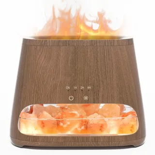 SALKING 2-in-1 Aroma Diffuser & Salt Range Pakistan Leuchte, Flammeneffekt Diffusor für ätherische Öle, Diffusor Kühler Nebel Luftbefeuchter mit 3-Helligkeit, 150ml