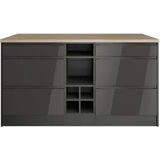 kochstation Unterschrank Kücheninsel KS-Virginia 153 x 100 x 85 cm Grau