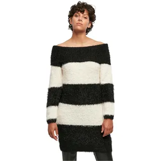 Urban Classics Damen Ladies Off Shoulder Feather Dress Black/whitesand, XXL