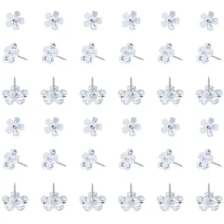 VAPKER 150 Stück transparente Reißzwecken, niedlich, flach, Blumenform, dekorative Reißzwecken, Kartennadeln für Korktafel, Zuhause, Büro, Schule