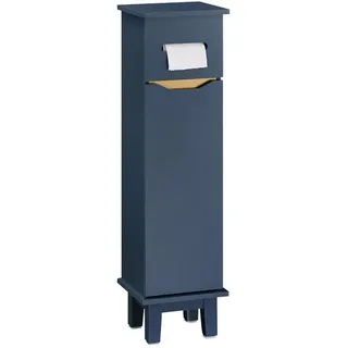 SoBuy Toilettenrollenhalter Blau , Holzwerkstoff, Holz , 22x81x20 cm , Badezimmer, WC Ausstattung, Toilettenpapierhalter