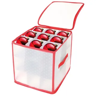COM-FOUR® Aufbewahrungsbox für Weihnachtskugeln - 31 x 31 x 31 cm - Rot