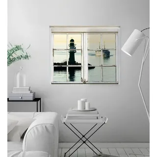 Queence Wandsticker »Leuchtturm« Wandsticker, Wandbild, selbstklebend, Leuchtturm, 3D, Fenster, weiß