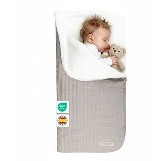 MIMUSELINA Einschlagdecke Babyschale Winter Universal | 2-in-1 Fußsack (92x46 cm) & Decke (92x92 cm) | Weiche Baumwolle für Babyschale, Kinderwagen & Babybett (Maulwurfwaffe)