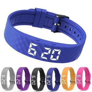 Umllpet Vibrationsalarm Erinnerung Uhr, Vibrationswecker Armband, Smartes Vibrationsarmband mit Timer, 8 Alarmen und Schlafüberwachung, wasserdichte Uhren für Kinder Erwachsene Senioren (Blau)