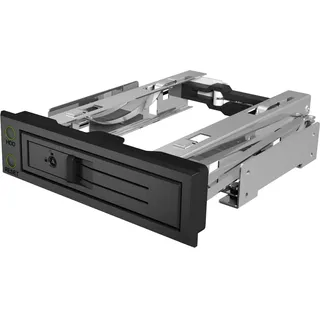 Icy Box IB-166SSK-B Trägerloser Wechselrahmen 3,5" (8,9 cm) SATA/SAS HDD passend für einen 5,25" (13,4 cm) Schacht abschließbar schwarz