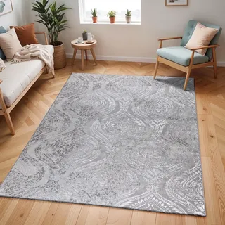 Livabliss Meknes Vintage groß - Orientalischer Wohnzimmer 160x213 cm, Esszimmer, Schlafzimmer - Boho Kurzflor e für einfache Pflege - Beige und Weiß