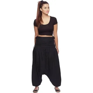 Haremshose "Jaya" für Damen - Pumphose im Aladin-Stil - Pluderhose für Sport & Freizeit, schwarz S/M - Schwarz