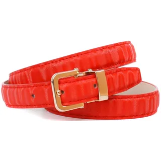 Anthoni Crown Ledergürtel, Gürtel aus innovativem Leder mit kleiner eckiger Schließe, rot