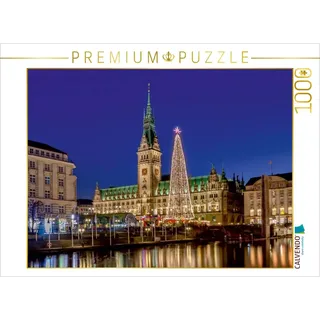 CALVENDO Puzzle Hamburger Rathaus mit großer LED-Tanne 1000 Teile Puzzle quer | Lege-Größe cm Foto-Puzzle für glückliche Stunden