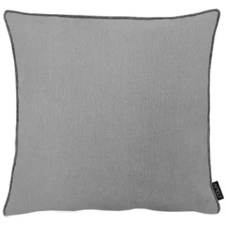 Dekokissen APELT "Stone", grau (grau, unifarben), B:46cm L:46cm, Obermaterial: 95% Polyester, 5% Leinen, Dekokissen_Sitzkissen_Kissenhüllen, Dekokissen, mit Kettelrand
