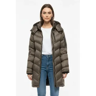 Steppmantel ONLY "ONLTAHIA LW QUILTED COAT CC OTW", Damen, Gr. L, schwarz (walnut detail:lining schwarz), Web, Obermaterial: 100% Nylon, unifarben, regular fit, hoch geschlossener Ausschnitt, Mäntel Steppmantel