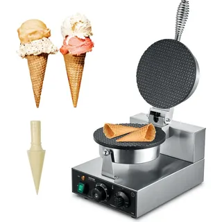 Vevor elektrische Eistütenmaschine kommerzielle Waffeltütenmaschine 1230 W, antihaftbeschichtete Frühlingsrollenform, mit Temperatur- und Zeitregelung, Griff, für Restaurant Bäckerei Snackbar Familie