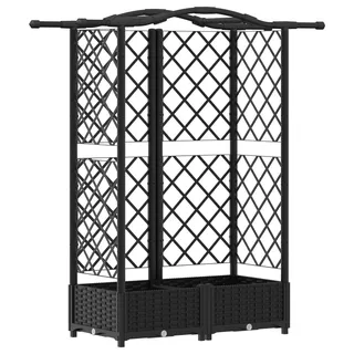 Hochbeet mit Rankgitter und Dach Schwarz 124 x 40 x 126 cm PP - Schwarz