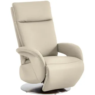 Cantus Relaxsessel , Creme , Metall , Echtleder , Color-Finish-Leder , 70x108x80 cm , Goldenes M , Fußauswahl, Lederauswahl, Stoffauswahl, Relaxfunktion, Sitzfläche 360° drehbar, inklusive Armlehnen , Wohnzimmer, Sessel, Ledersessel