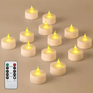 cimetech 24 Led Teelichter mit Timer Fernbedienung Flammenlose Led Kerzen Elektrische Flackernde Batteriebetriebene Teelichter für Zuhause, Zimmer, Tisch, Halloween, Weihnachtsdekoration