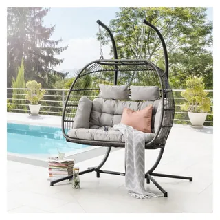 Destiny Hängestuhl »COCO DOUBLE RELAX« für 2 Personen, inkl. Gestell mit Polsterauflage, belastbar bis 159 kg, grau