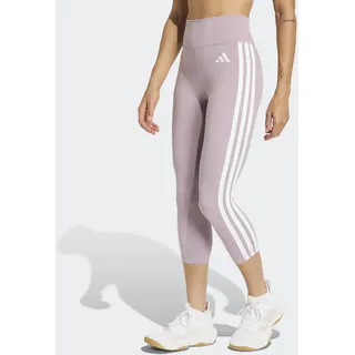 Trainingstights ADIDAS PERFORMANCE "OPTIME ESSENTIALS WORKOUT 3-STREIFEN 3/4 LEGGINGS", Damen, Gr. M, N-Gr, preloved fig, weiß, Obermaterial: 85% Polyester, 15% Elasthan, 3/4-Länge, Hosen Trainingstights
