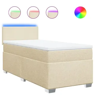 Boxspringbett mit Matratze Creme 80x200 cm Stoff - Creme