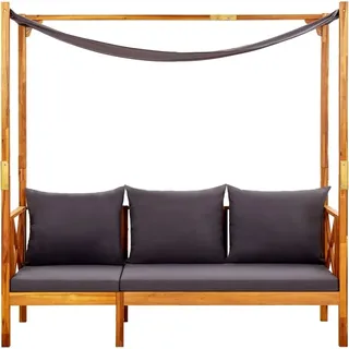 vidaXL Gartenbank mit Sonnendach Massivholz Akazie - Grau