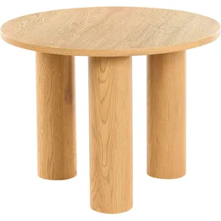 BELIANI Couchtisch Heller Holzfarbton aus MDF Rund 3 Beine Retro Stil für Wohnzimmer - Braun