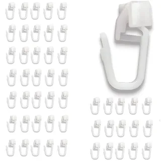 50 Stück Gardinenhaken, X-Gleiter für Gardinenschienen, 6 mm Standardmaß Gardinengleiter, Gardinenhaken für Schienen, Vorhang Haken für Vorhangschiene, Gleitet Leise und Zuverlässig