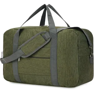 Narwey Handgepäck Tasche für Flugzeug Faltbare Reisetasche Damen Weekender Bag Sporttasche Damen Herren Handgepäck Koffer Groß 40L(Armeegrün)
