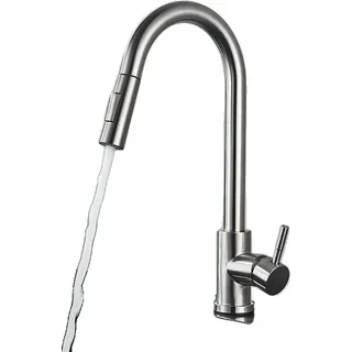 Küchenarmatur, Touch-Steuerung, ausziehbare Auslauf, Gebürstetes Nickel