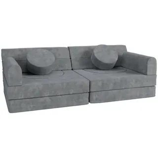 Juskys Kindersofa Kayo 150 x 75 x 50 cm Textil hellgrün