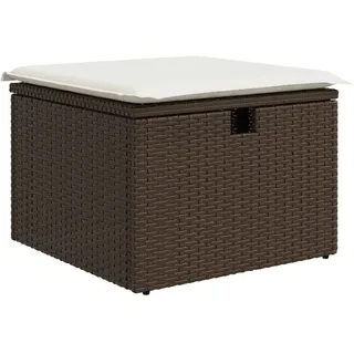 SYFAXTM Gartenhocker mit Kissen Braun 55x55x37 cm Poly Rattan - Braun