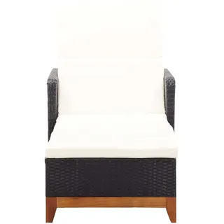 VidaXL 46012, Lounge, Gepolsterter Sitz, Akazienholz, Polyrattan, Stahl, Schwarz, Cremefarben, Weiß, Schaum, 700 mm - Schwarz, Beige, Weiß