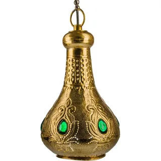 Marokkanisches Messing Orientalische Deckenleuchte Hängelampe - Gold, Grün