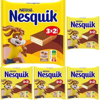 Nestlé Nesquik Knusperwaffel, Leckerer Riegel aus Waffel mit Milchschokolade, Multipack, 5er Pack (á 3x26g)