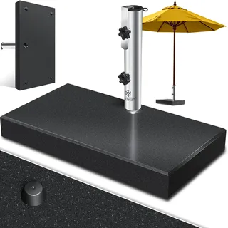KESSER® Granit Sonnenschirmständer mit Edelstahlrohr, Hochwertiger Schirmständer Sockel 30KG - für Schirmstöcke bis 16-48 mm, Inkl. Transport Griff Garten Balkonschirmständer - Grau
