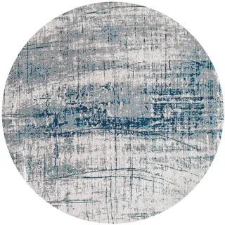 Louis De Poortere Teppich Bronx Azurite Mad Men Griff 240/240 cm , Blau , Textil , Grafikmuster , Rund , 240x240 cm , Oeko-Tex® Standard 100 , antistatisch, pflegeleicht, rutschfeste Unterfläche, für Fußbodenheizung geeignet, UV-beständig, waschbar , Teppiche und Böden, Teppiche